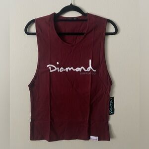 Diamond supply co. Burgundy muscle tank size XS